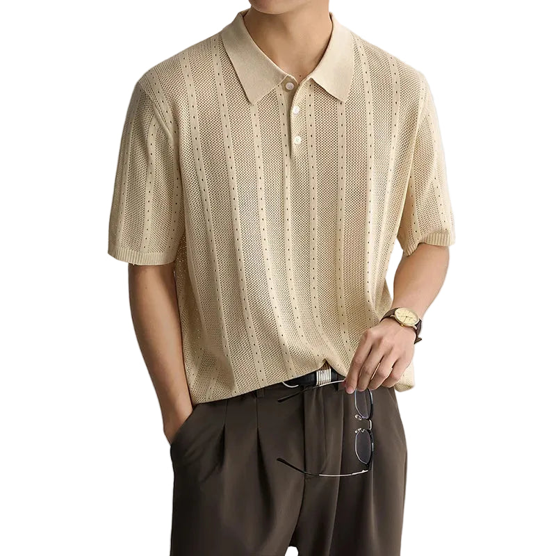Men's Eyelet Polo Shirt Short Sleeve
