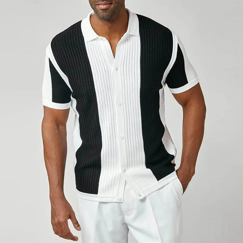Men’s Vertical Panel Knit Shirt Top
