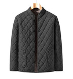 Men's Quilted Jacket – Long Sleeve Zip Front with Stand Collar and Pockets