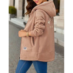 Women's Fleece Hooded Jacket – Full Zip Long Sleeve Winter Coat