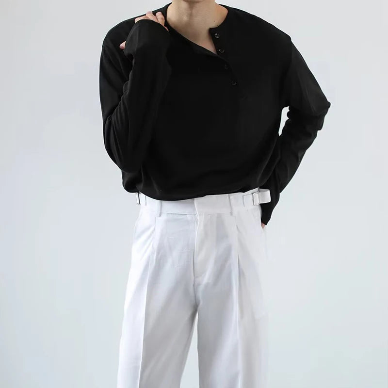 Men's Button Neck Long Sleeve Pullover