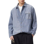 Men's Striped Chest Pocket Shirt Top
