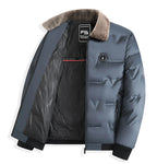 Men's Puffer Jacket – Quilted Winter Coat with Zip Front, Long Sleeves and Fur Collar
