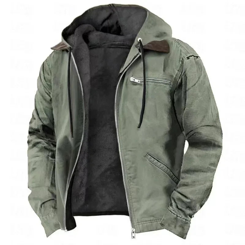 Men's Hooded Jacket – Full Zip Front, Long Sleeves and Two Front Pockets