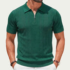 Zip Polo Shirt Men Short Sleeve