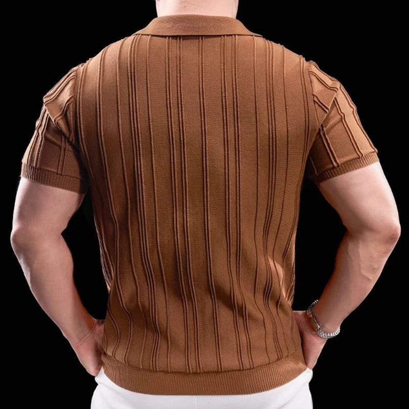 Zip Neck Short Sleeve Polo Shirt