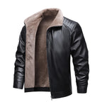Men's Shearling-Lined Jacket – Long Sleeve Zip Front Outerwear with Turn-Down Collar