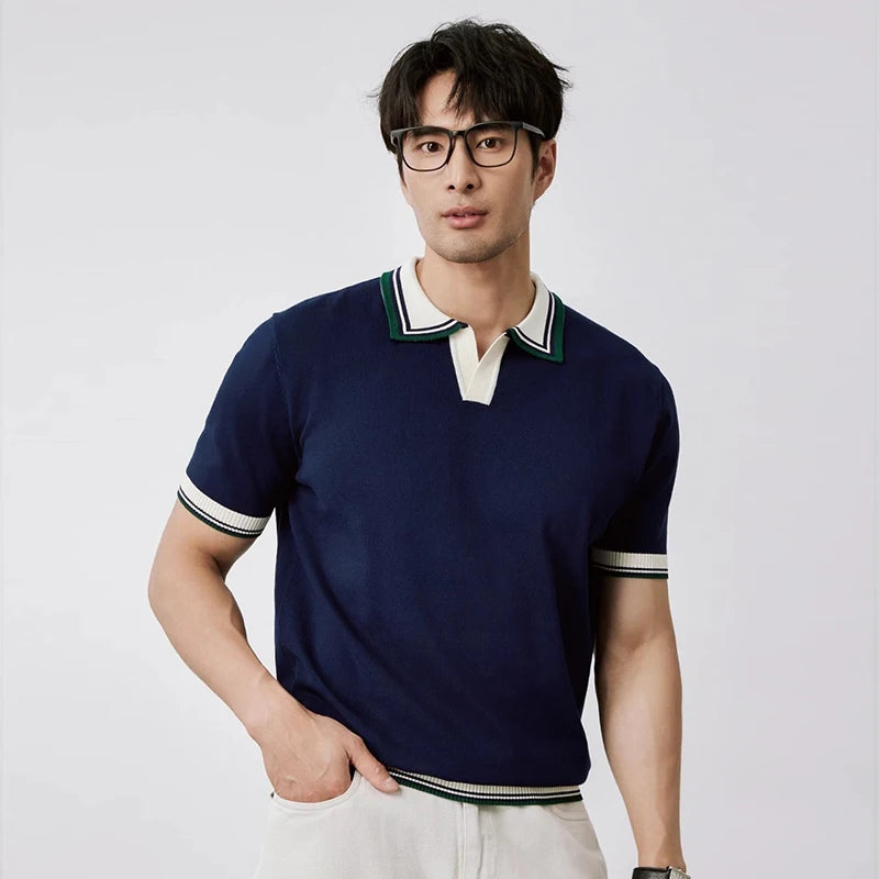 Men's Ribbed Trim Short Sleeve Polo