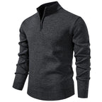 Men's Knitted Quarter Zip Jumper – High Neck Long Sleeve Pullover