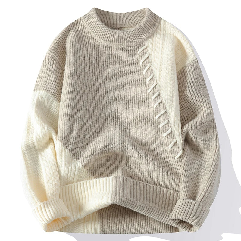 Men's Colour Block Knit Jumper with Textured Detail