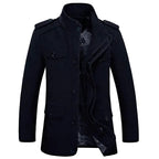 Men's Military Style Jacket – Long Sleeve Button Front Coat with Multiple Pockets