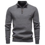 Men's Knitted Quarter Zip Jumper – Long Sleeve High Neck Sweater