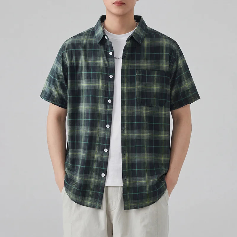 Plaid Button Up Short Sleeve Shirt