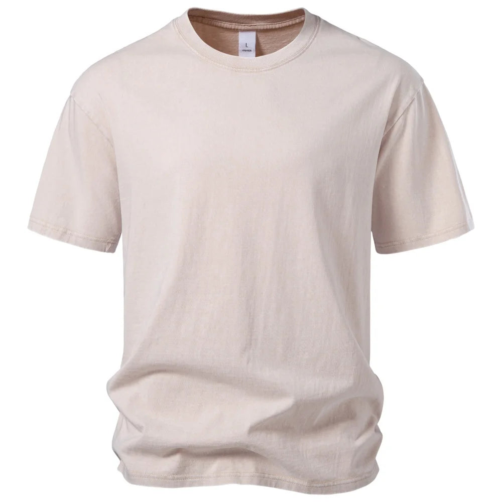 Men's Classic Crew Neck Washed Cotton Look T Shirt
