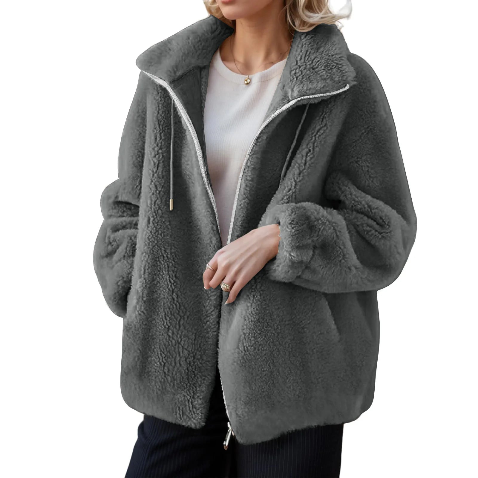 Women's Fleece Jacket – Hooded Full Zip Long Sleeve Warm Winter Coat