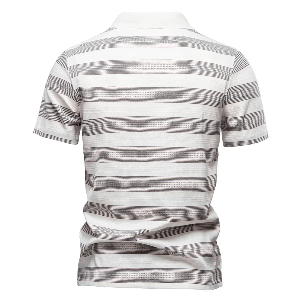 Men's Everyday Short Sleeve Polo Shirt with Striped Pattern