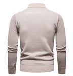 Men's Quarter Zip Knitted Jumper with Stand Collar Ribbed Cuffs