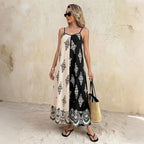 Women's Contrast Print Tank Maxi Dress