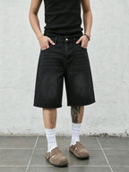 Men's Baggy Denim Jorts with Straight Leg Fit