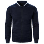 Men's Full-Zip Knitted Jacket – Stand Collar Long Sleeve Sweater with Zipped Pockets