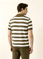 Horizontal Stripe Polo Top Men