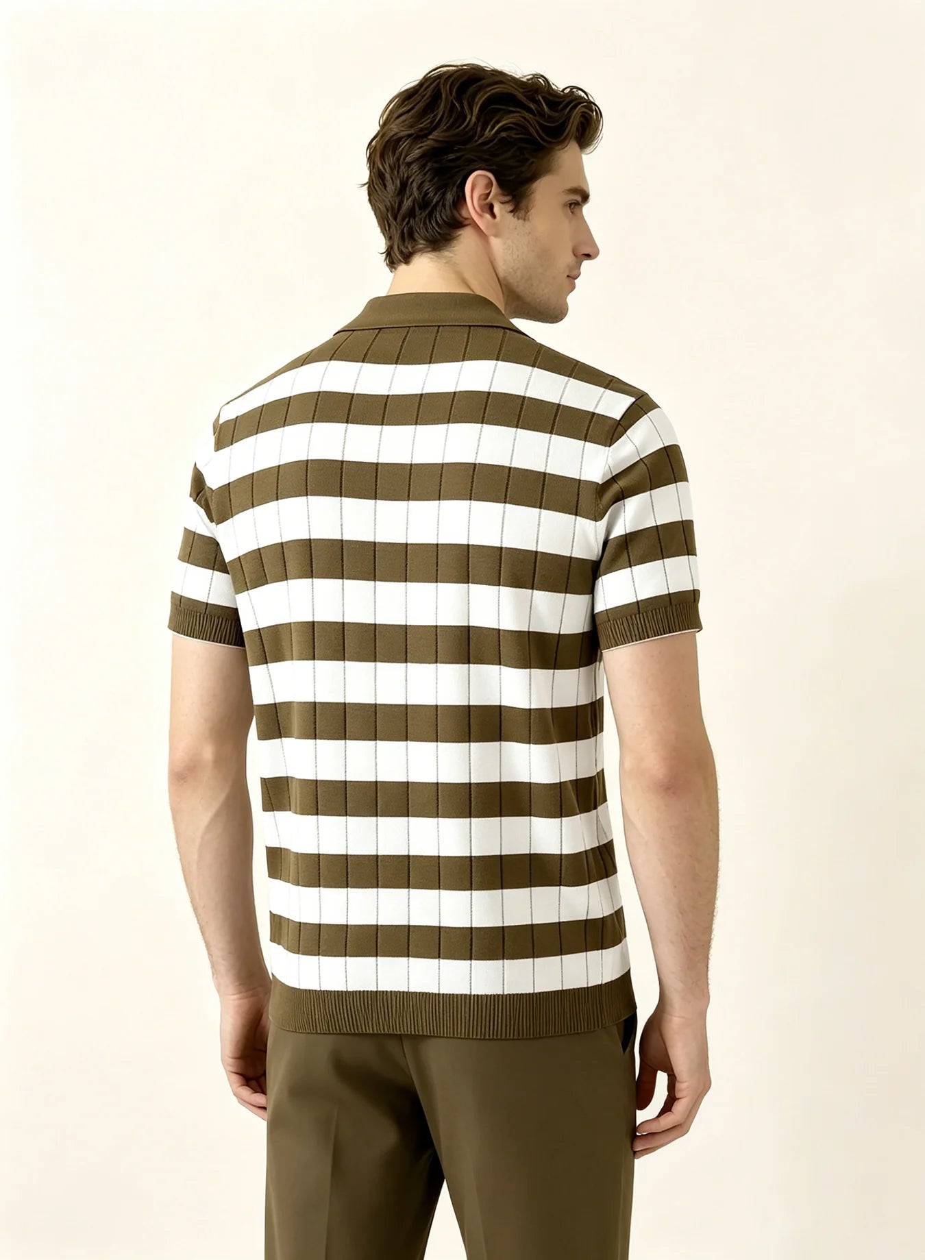 Horizontal Stripe Polo Top Men