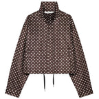 Women's Polka Dot Jacket – Cropped Hooded Zip Front Coat with Long Sleeves and Pockets
