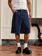 Men's Pinstripe Wide Leg Bermuda Shorts