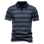 Men's Everyday Short Sleeve Polo Shirt with Striped Pattern