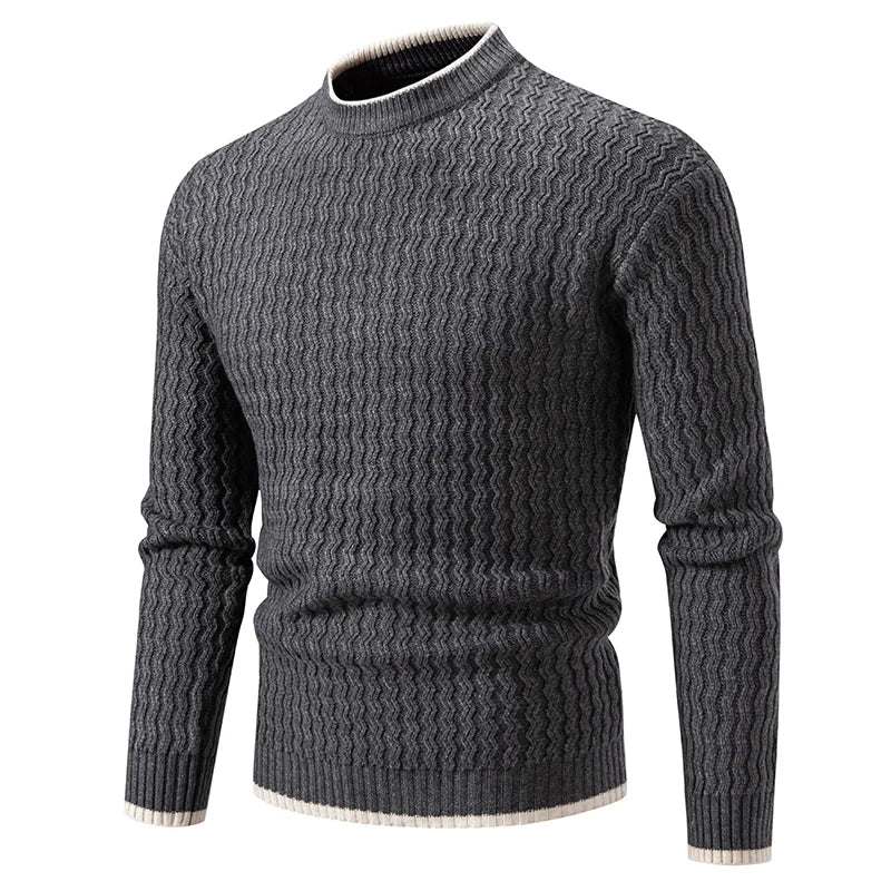 Men's Crewneck Sweater Textured Knit Long Sleeve Pullover