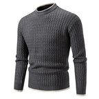 Men's Crewneck Sweater Textured Knit Long Sleeve Pullover