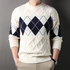 Men's Diamond Pattern Crew Neck Knit Jumper