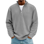 Men's Quarter Zip Ribbed Jumper with Stand Collar