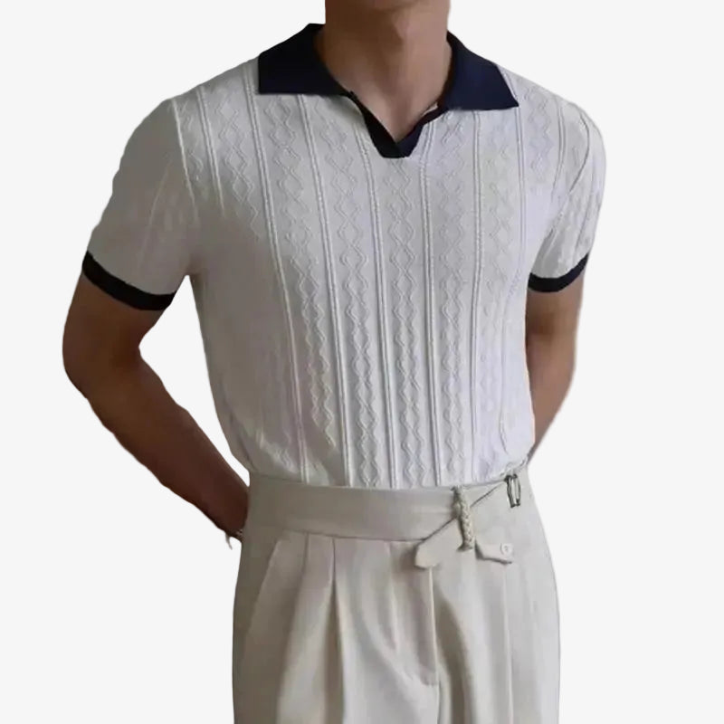 Men’s Contrast Collar Polo Knit Shirt Main image