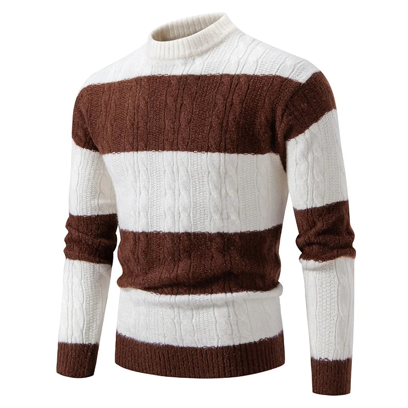 Men's Colour Block Turtleneck Knit Jumper