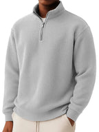 Men's Quarter Zip Ribbed Jumper with Collar