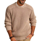 Men's Crew Neck Knit Jumper with Ribbed Hem