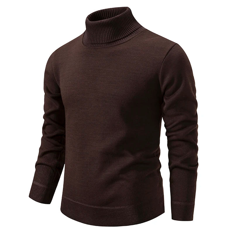 Men's Turtleneck Knit Pullover Sweater Ribbed Cuffs