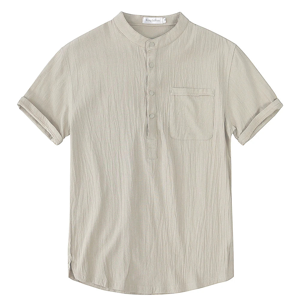 Men's Short Sleeve Henley Pullover Shirt