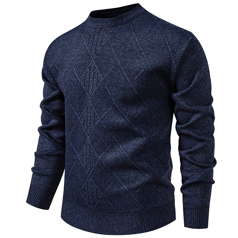 Men's Patterned Knit Sweater Crewneck Pullover Heritage Preppy Staple