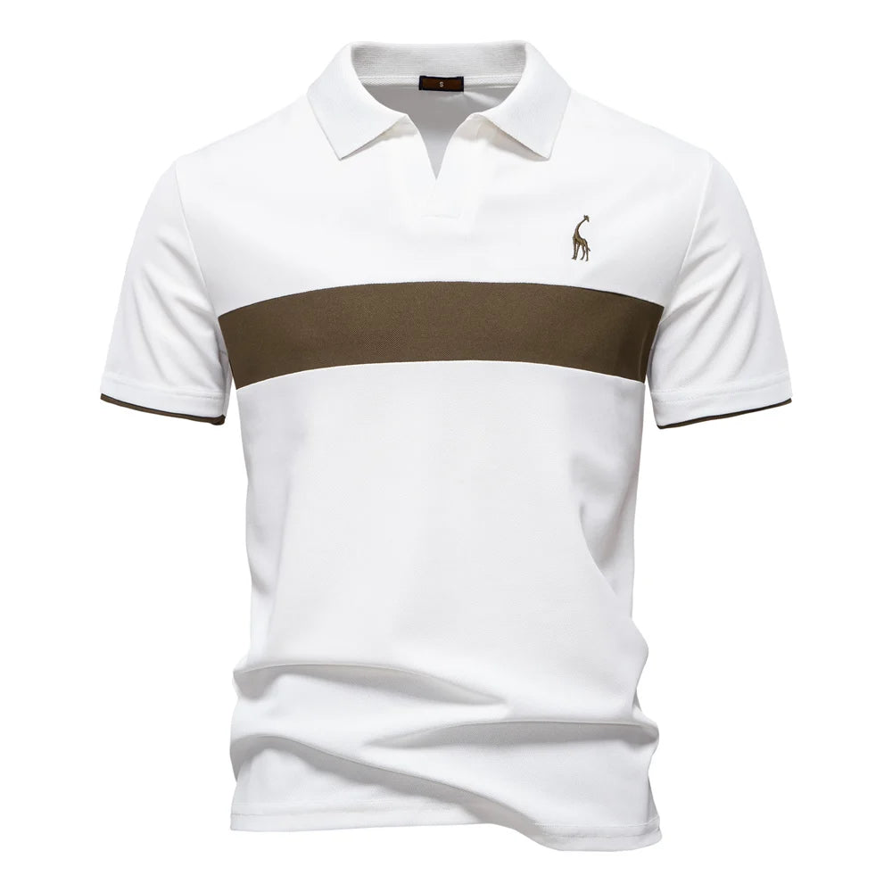 Men's Collared Polo Shirt with Chest Panel and Button Placket