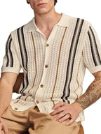 Men’s Contrast Stripe Button Knit Shirt