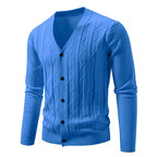 Men's Cable Knit V Neck Button Front Cardigan