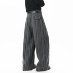 Men's Pleated Wide Leg Pinstripe Full Length Trousers