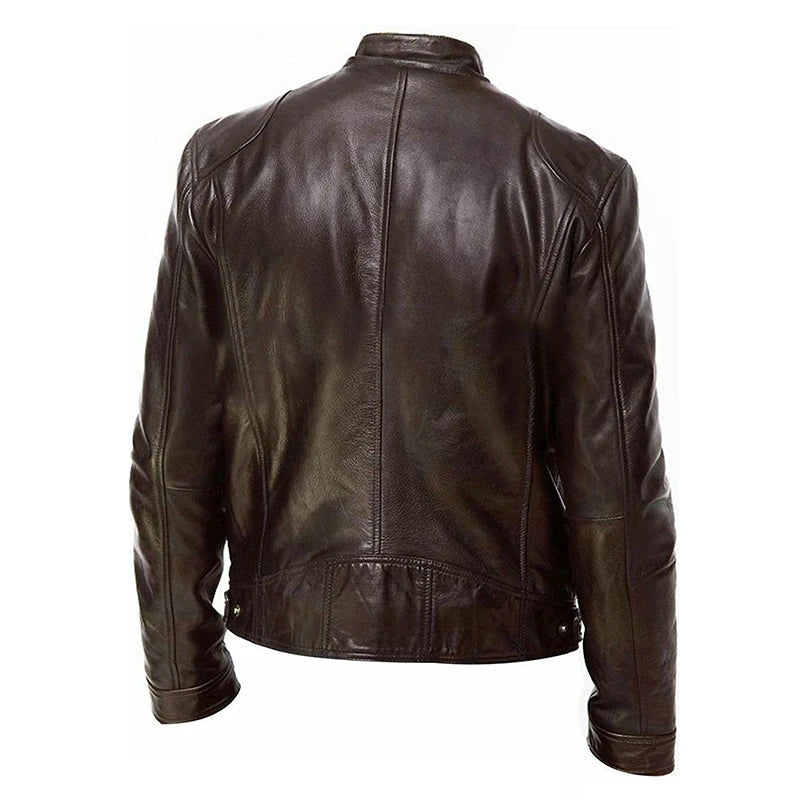 Men's Long Sleeve Jacket with Stand Collar – Full Zip Front and Chest Pockets