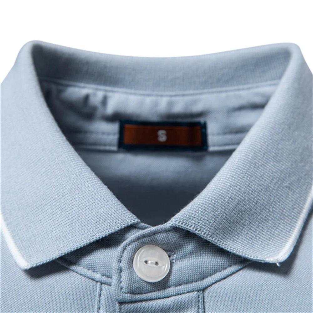 Men's Classic Short Sleeve Polo Shirt with Button Placket and Collar