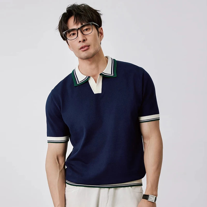 Men's Ribbed Trim Short Sleeve Polo