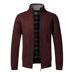 Men's Stand Neck Sweater Zip Front Jacket With Pockets