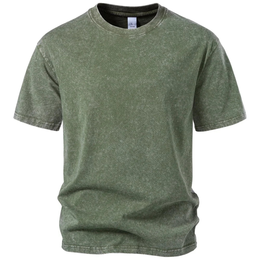Men's Classic Crew Neck Washed Cotton Look T Shirt