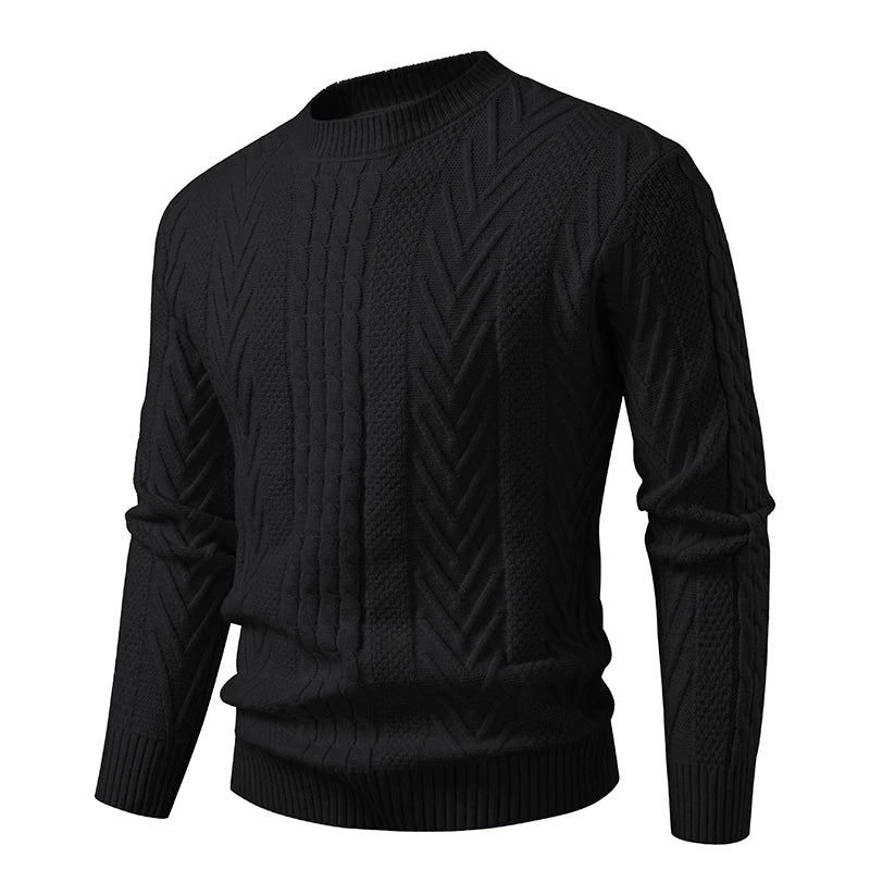 Men's Patterned Crewneck Sweater Long Sleeve Ribbed Hem